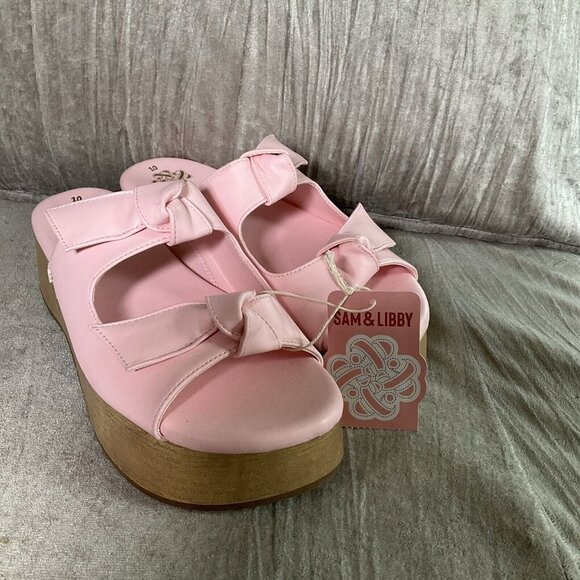 Sam & Libby Womens Platform Sandals Indie Double Bow Ballet Pink 10 Slip On Shoe - Picture 11 of 13
